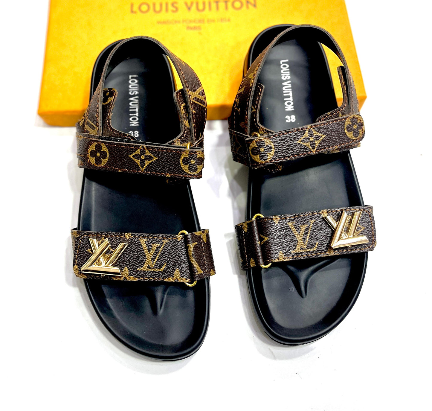 Unisex Louis Vuitton Sunset Flat Comfort Signature Monogram Canvas Sandals