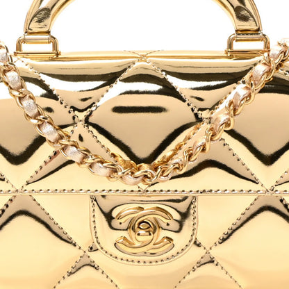 C-H-A-N-E-L Metallic Mirror Large Flap Top Handle Women Bag – Runway Luxury Premium Edition (Gold)