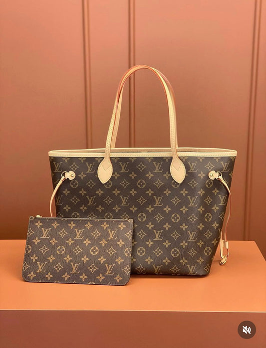 LOUIS VUITTON NEVERFULL – Women Tote Bag 2PC Set (Brown Design 2)