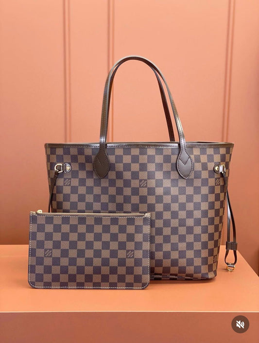 LOUIS VUITTON NEVERFULL – Women Tote Bag 2PC Set (Brown Design 1)