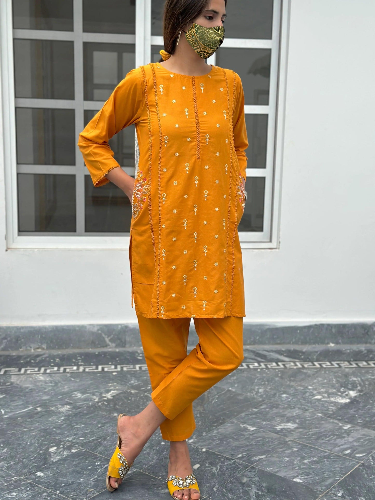 AYRA EMBROIDERED 2PCS (Yellow)