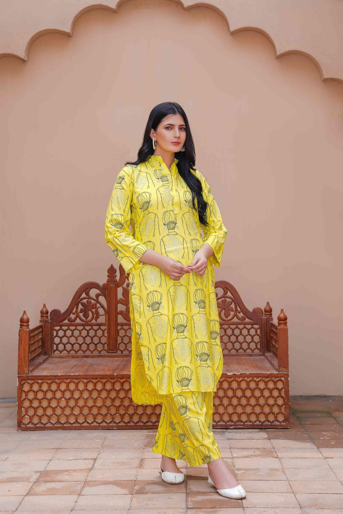 Melodic 2Pcs Stitched Suit (Yellow)