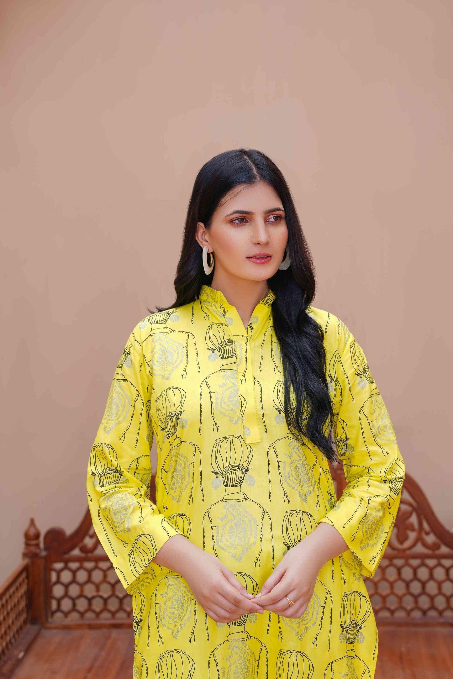 Melodic 2Pcs Stitched Suit (Yellow)