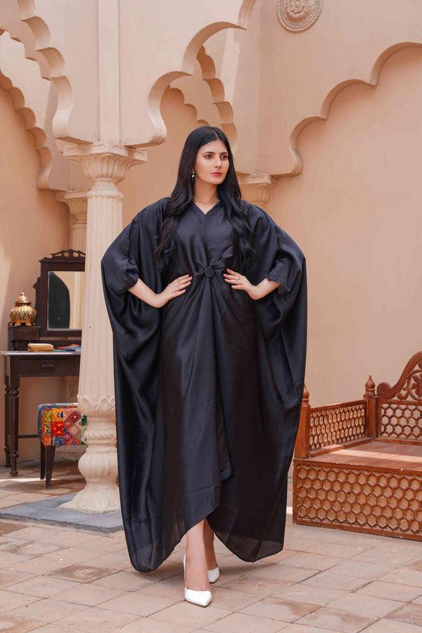 Royal Silk Kaftan (Stitched) (Black)