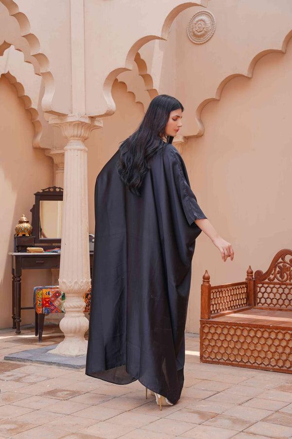 Royal Silk Kaftan (Stitched) (Black)