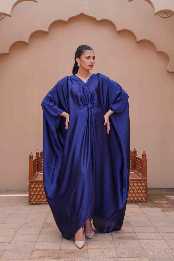 Royal Silk Kaftan (Stitched) (Blue)