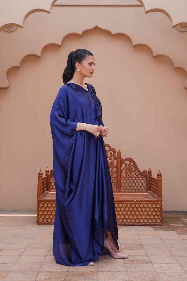 Royal Silk Kaftan (Stitched) (Blue)