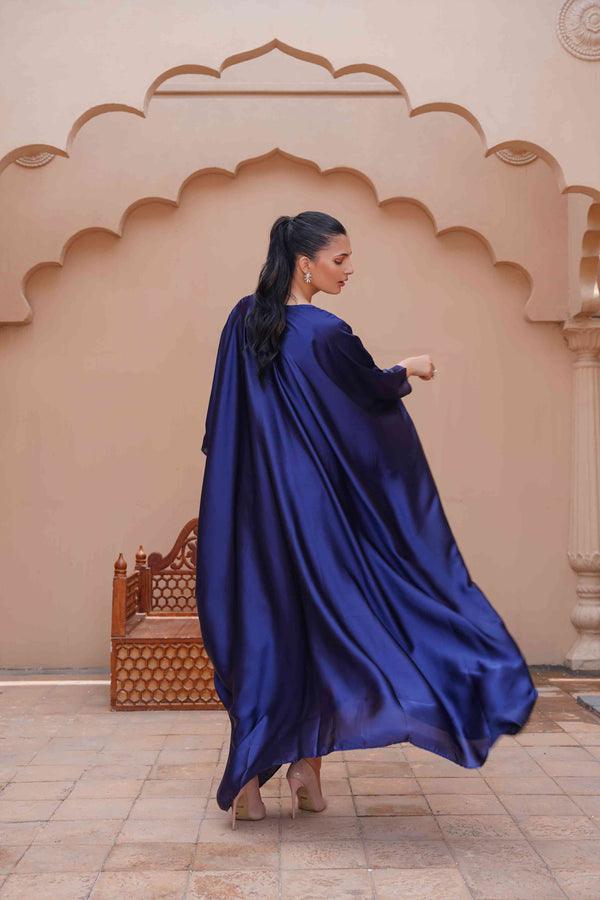 Royal Silk Kaftan (Stitched) (Blue)