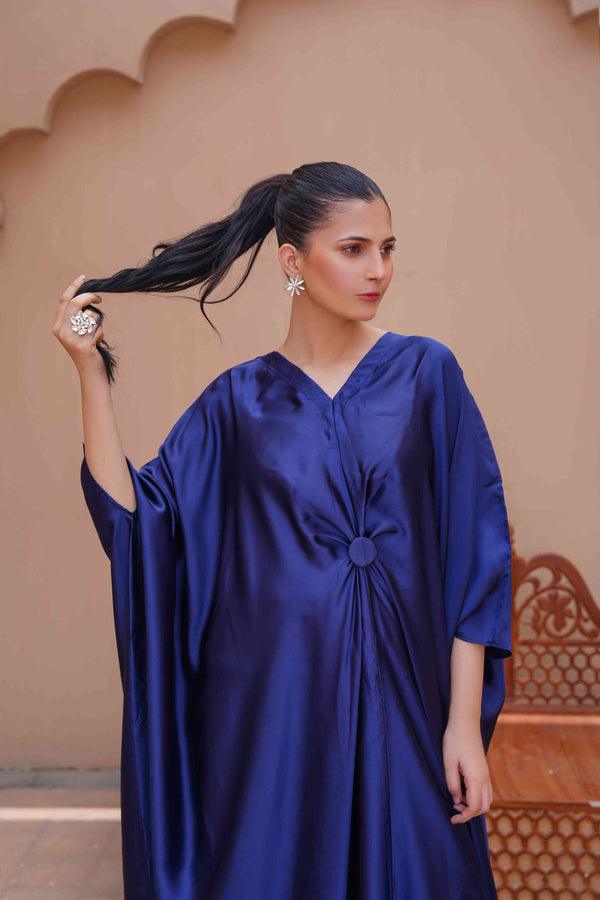 Royal Silk Kaftan (Stitched) (Blue)