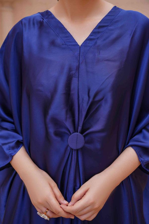 Royal Silk Kaftan (Stitched) (Blue)