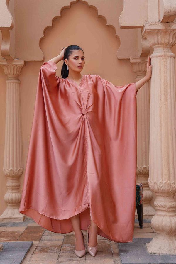 Royal Silk Kaftan (Stitched) (Pink)