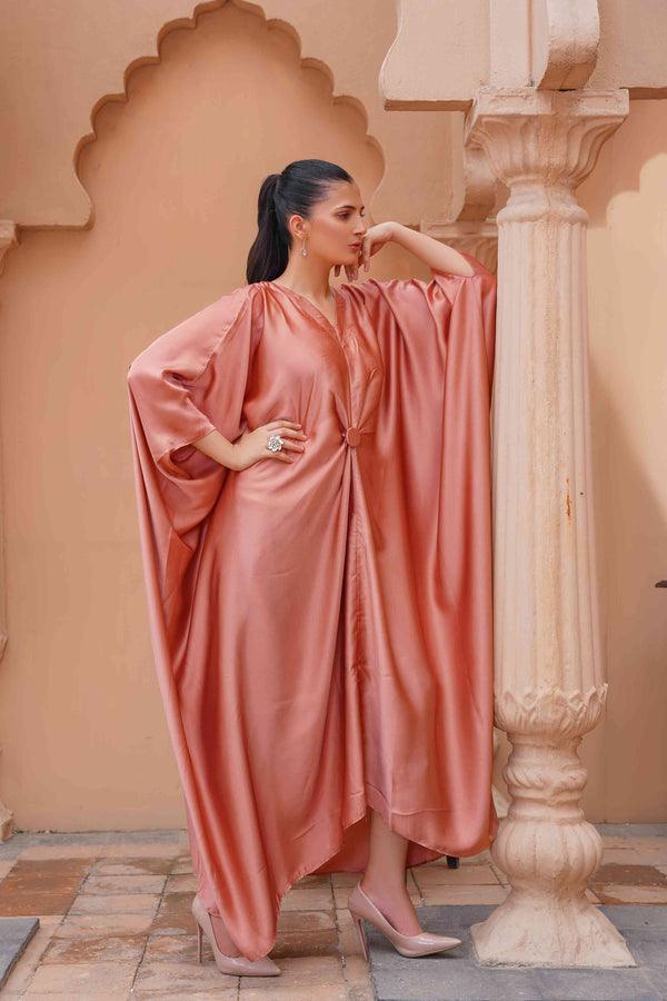 Royal Silk Kaftan (Stitched) (Pink)