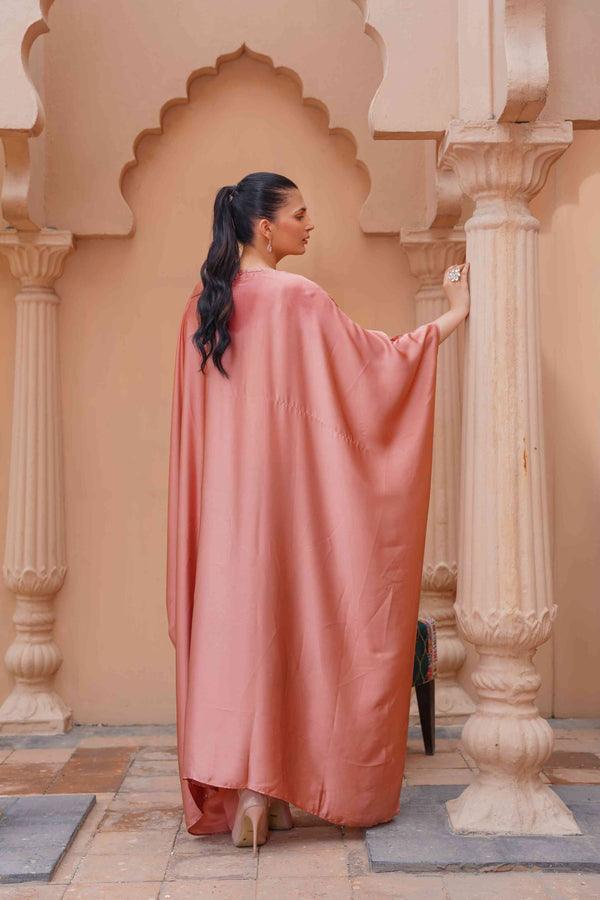 Royal Silk Kaftan (Stitched) (Pink)