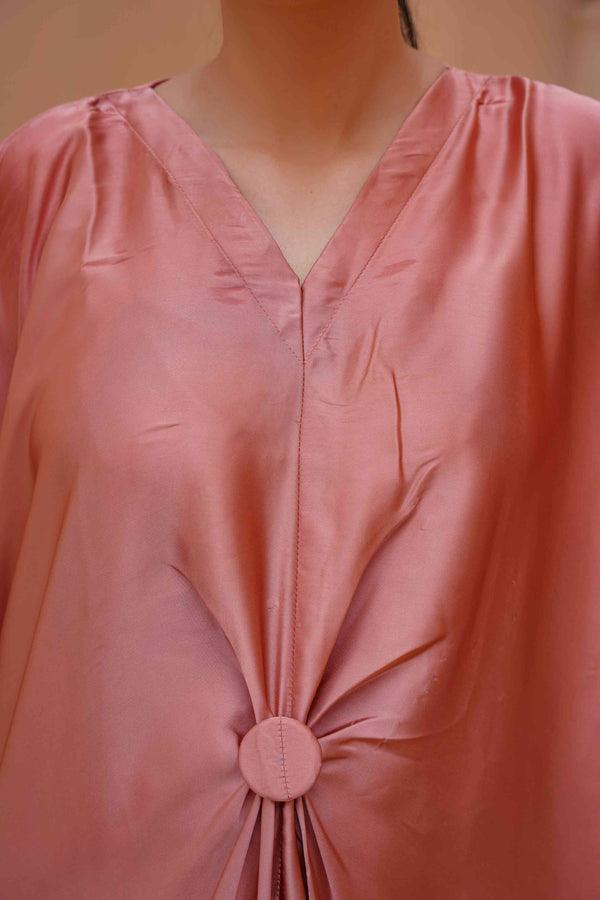 Royal Silk Kaftan (Stitched) (Pink)