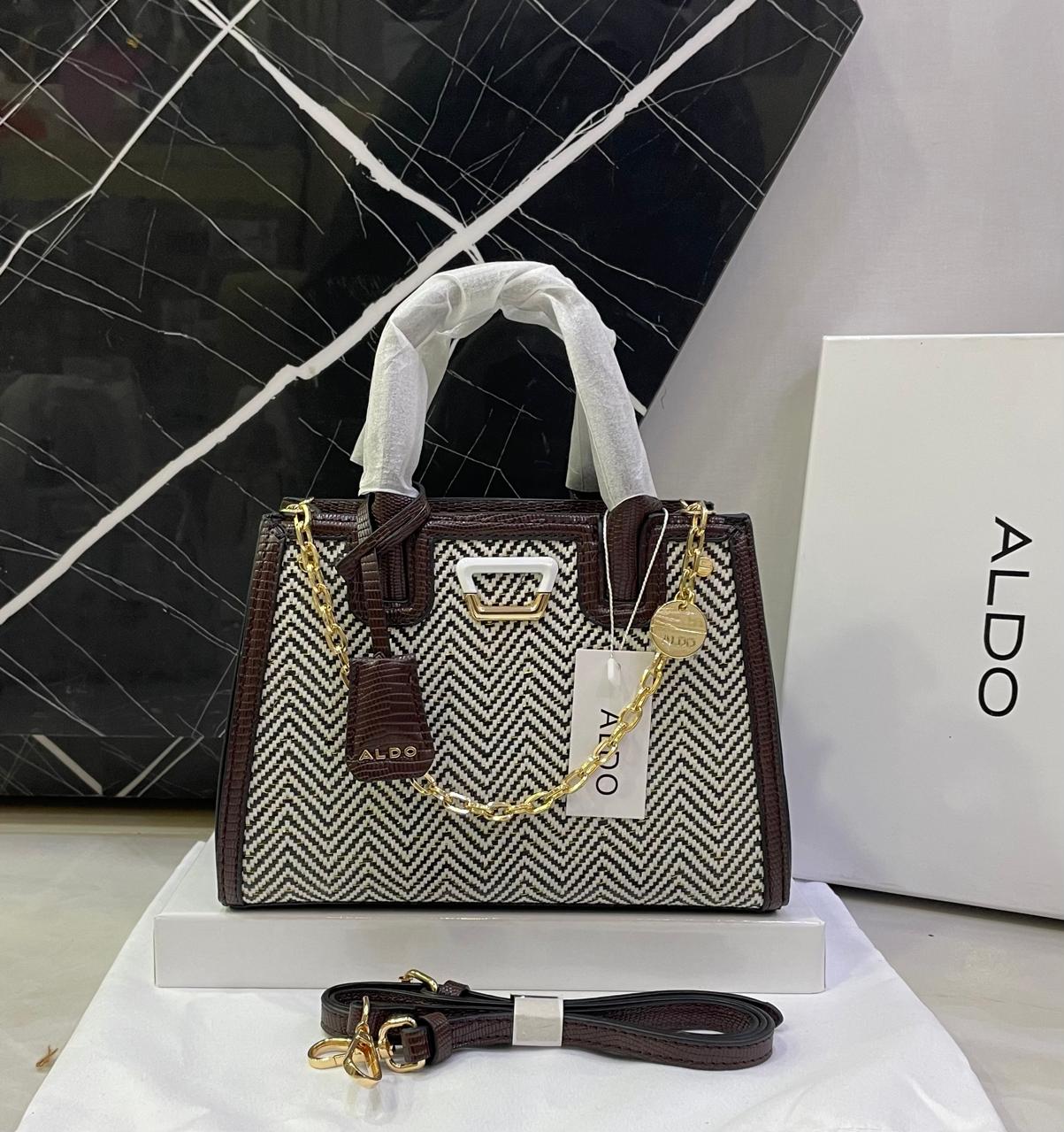 A-L-D-O Premium Handbags Women Bag – (Dark Brown textured leather)