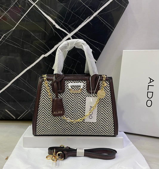A-L-D-O Premium Handbags Women Bag – (Dark Brown textured leather)
