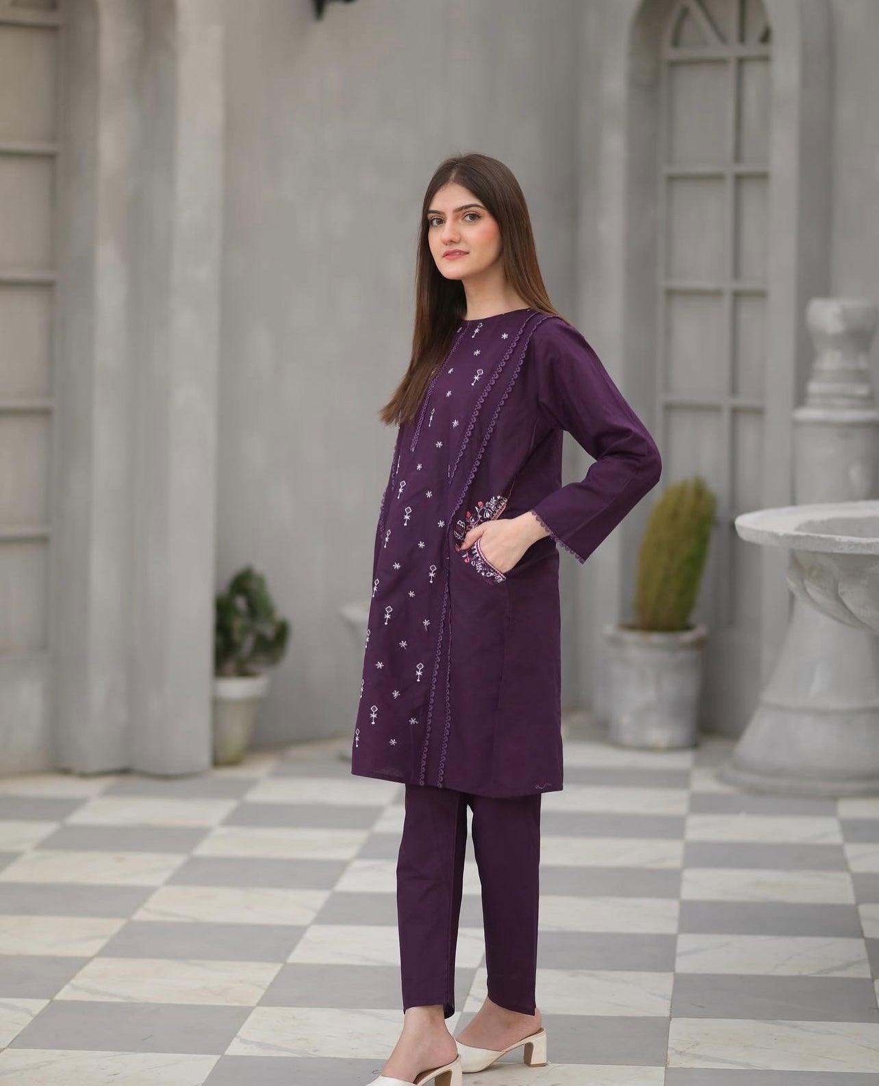 AYRA EMBROIDERED 2PCS (Purple)