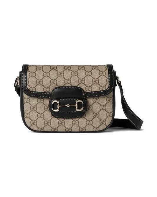G-U-C-C-I Horsebit 1955 Soft Small Shoulder Women Bag – Supreme Monogram Edition (Black)