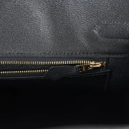 Hermes Birkin 25 Leather Gold Hardware Handbag Bag for Women (Black Shine)