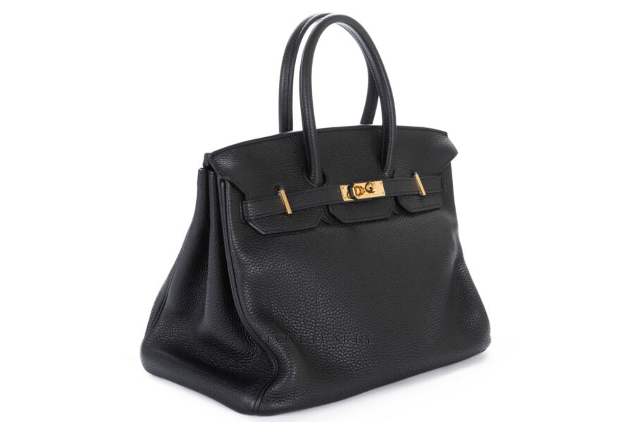 Hermes Birkin 25 Leather Gold Hardware Handbag Bag for Women (Black Matt)