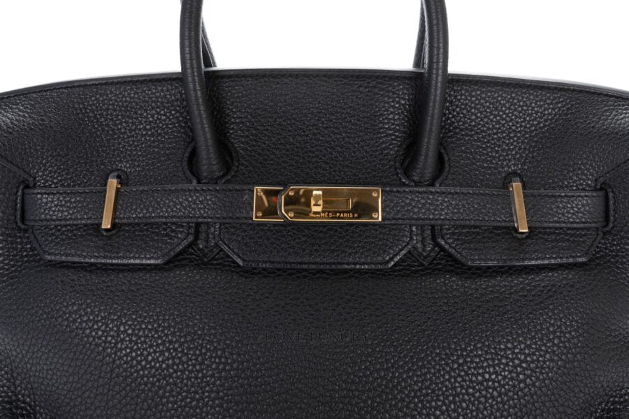 Hermes Birkin 25 Leather Gold Hardware Handbag Bag for Women (Black Matt)