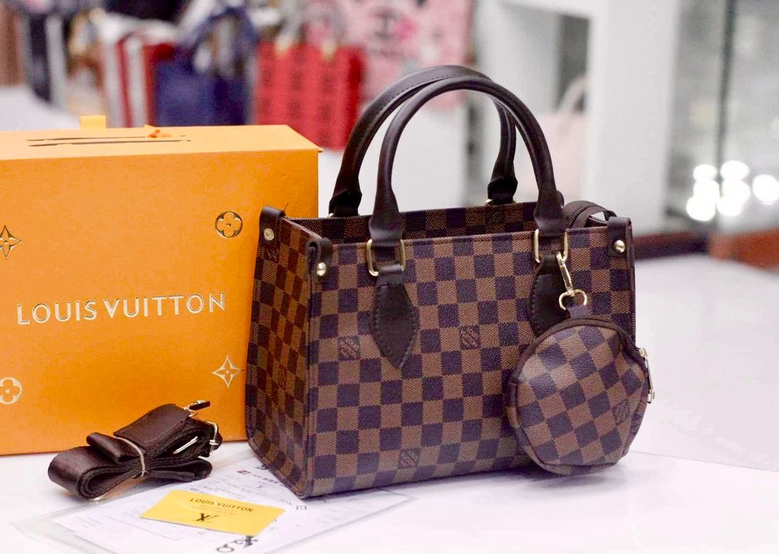 Louis Vuitton 2-Piece Women's Handbag Set with Coin Pouch Design A (Brown)