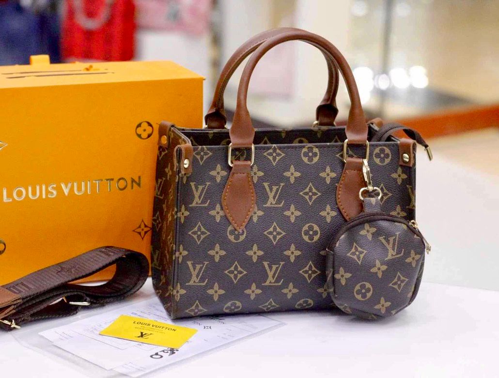 Louis Vuitton 2-Piece Women's Handbag Set with Coin Pouch Design B (Brown)