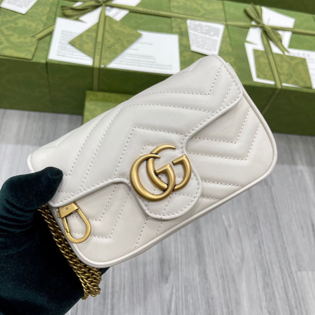 Gucci Mini Marmont Womens Bag with Brand Accessories (White)