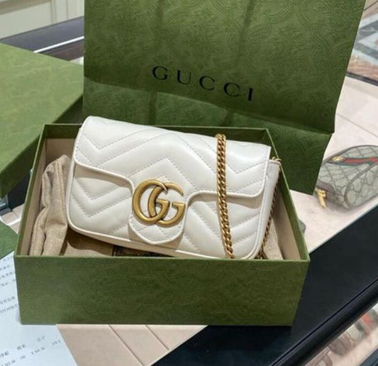 Gucci Mini Marmont Womens Bag with Brand Accessories (White)