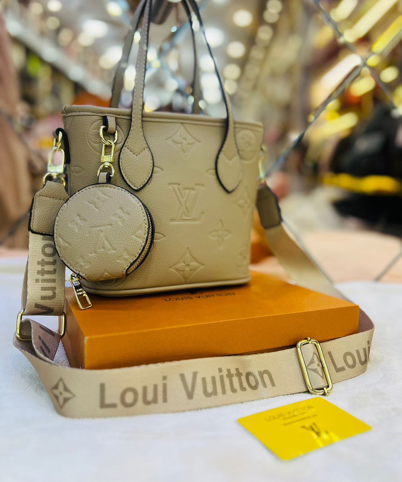 Louis Vuitton Mini Handbag with Box (Beige)