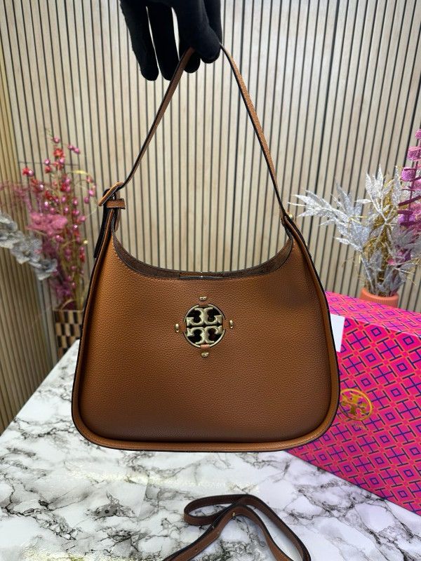 Tory Burch Large Miller Classic Shoulder Bag with Brass-Finish Hardware (Brown)