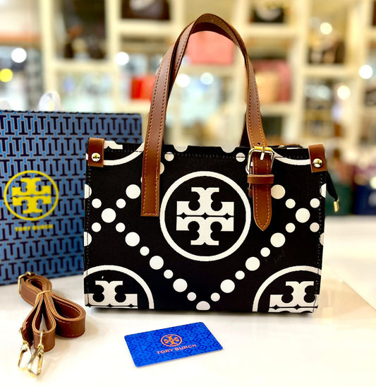 Tory Burch Handbag with Brand Card, Dustbag, and Magnetic Box (Black)