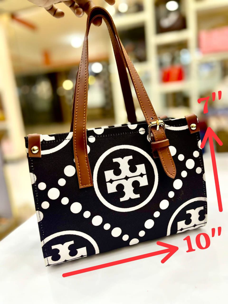 Tory Burch Handbag with Brand Card, Dustbag, and Magnetic Box (Beige)