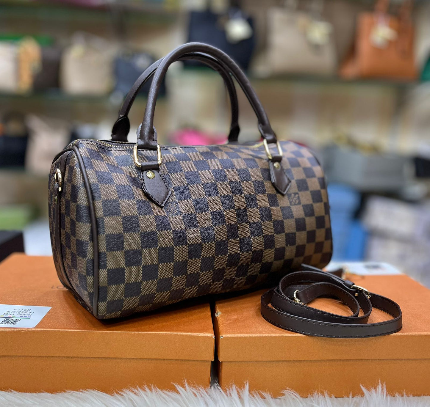 High Quality Louis Vuitton Duffel Bag with Brand Box and Dust Bag (Brown Check)