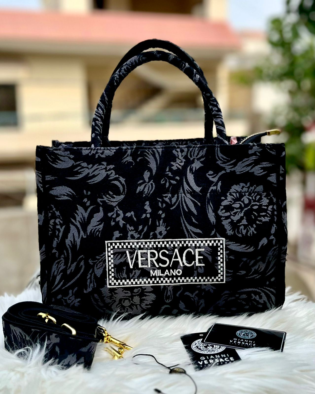 Versace Master Quality Embroidered Handbag For Women (Black)