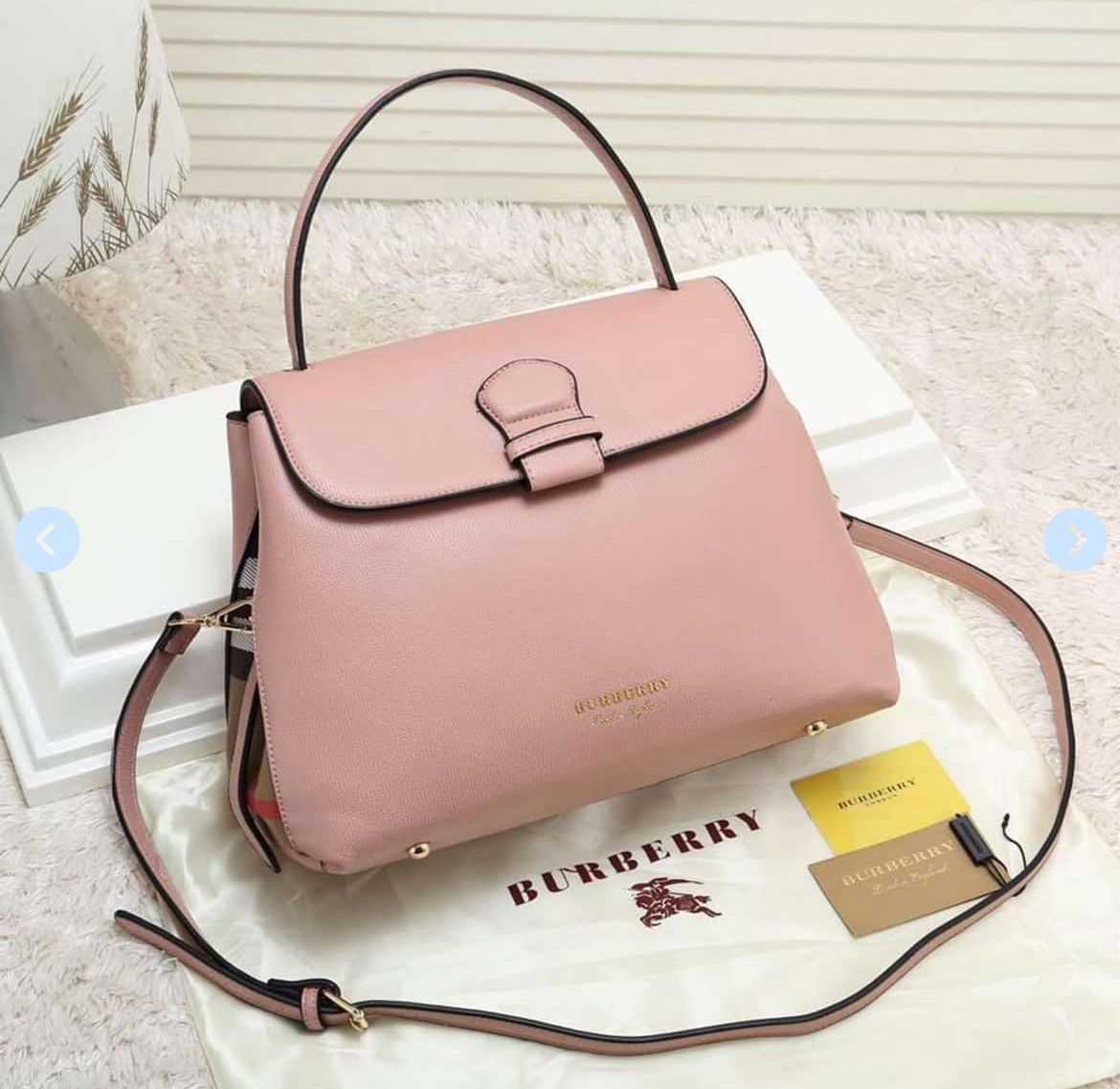 Burberry Tote Bag For Women - Camberley Top Handle Large (Pink)