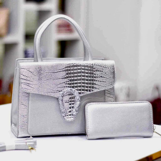 GUCCI 2-Piece Set: Handbag with Clutch (Silver)