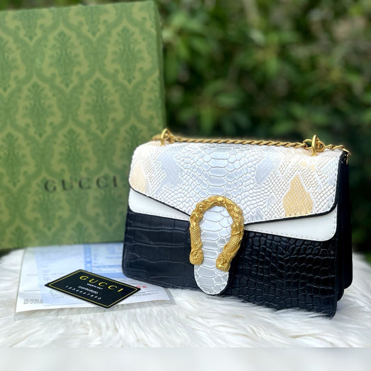 GUCCI Crossbody Bag with Long Chain Bag For Woman (White)