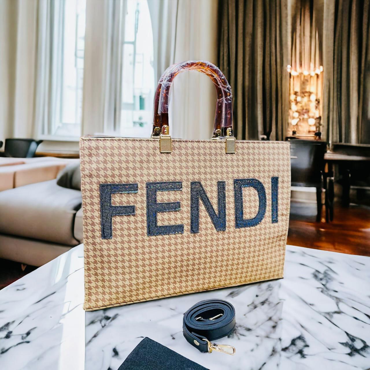 Fendi Tote Bag with Acrylic Handle (Lite Orange)