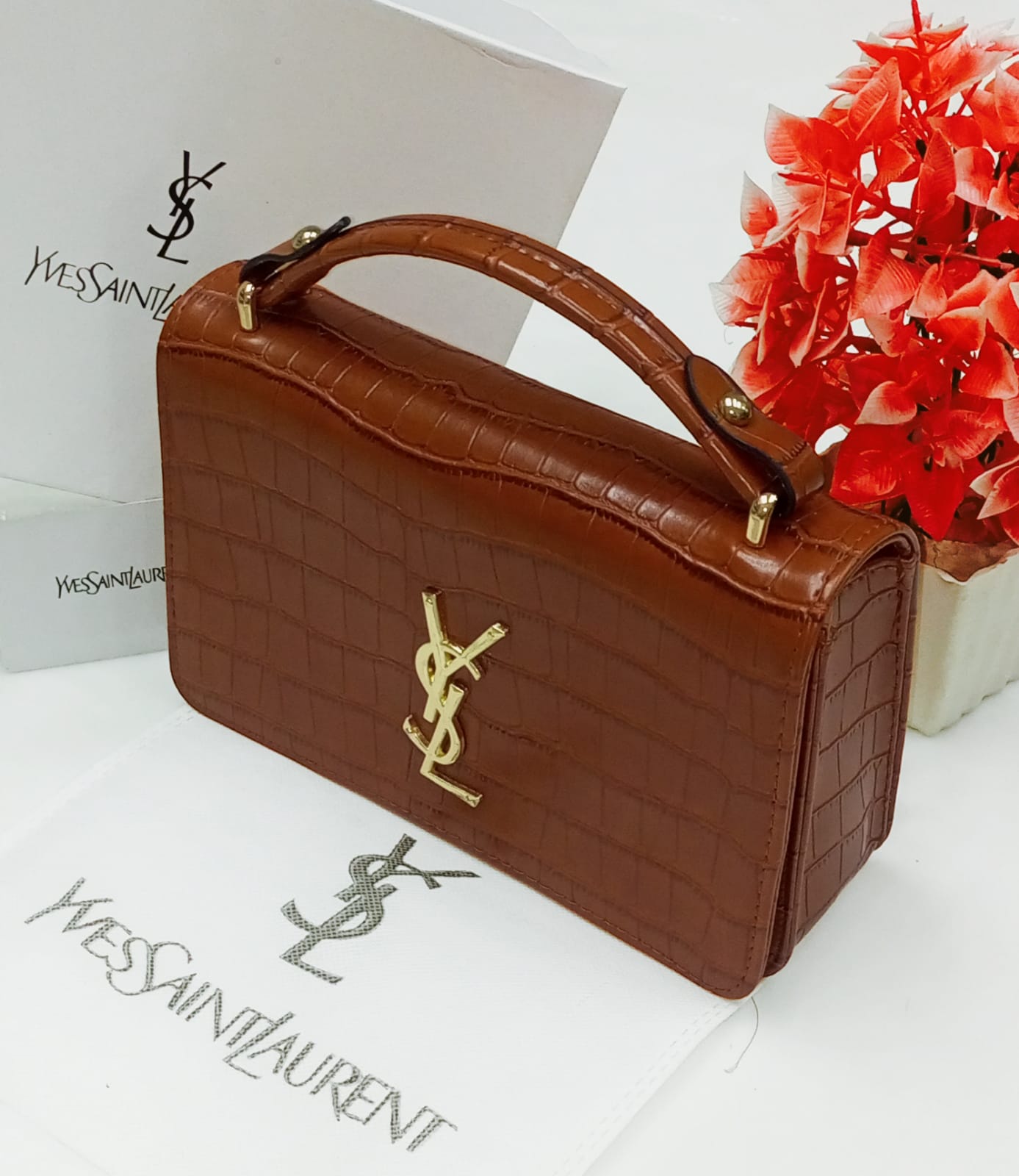 Imported YSL Crossbody Bag for Women - With Box for women (Maroon)