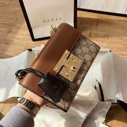 Gucci Padlock Master Quality Crossbody Bag with Lock and Key (Brown/Beige)