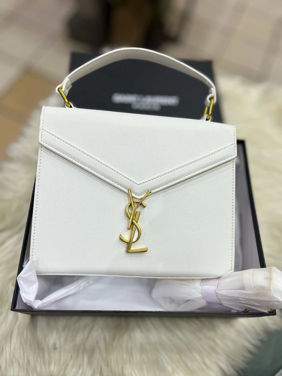 Saint Laurent Cassandra Top Handle Bag For Women (White)