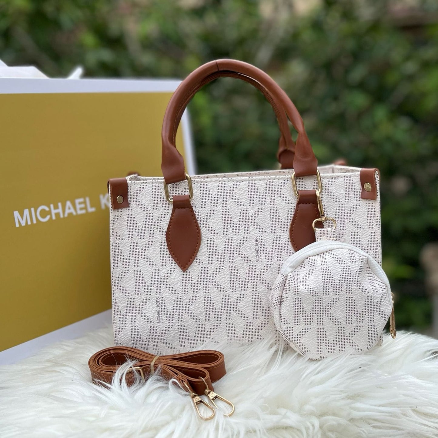 Michael Kors 2-Piece Handbag Set (White + Brown)