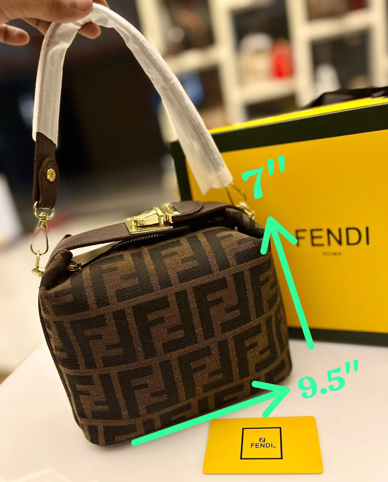 Fendi Crossbody Bag with Dual Belts and Branded Accessories (Mustard / Yellow)