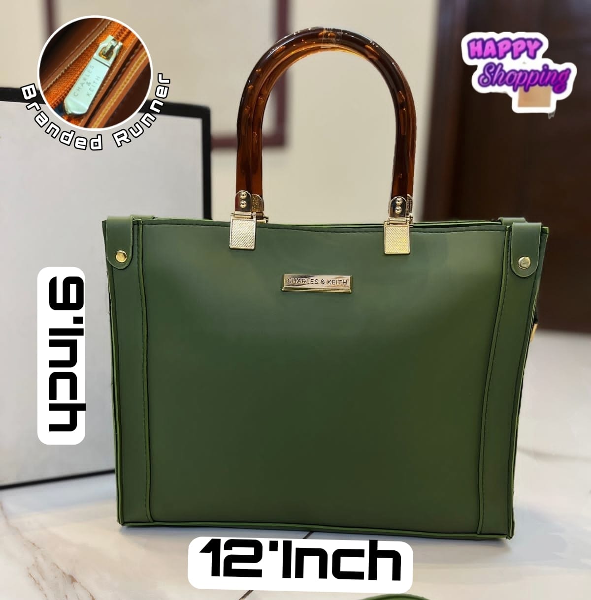 C.K Master Quality Bag with Imported Keychain (Green)