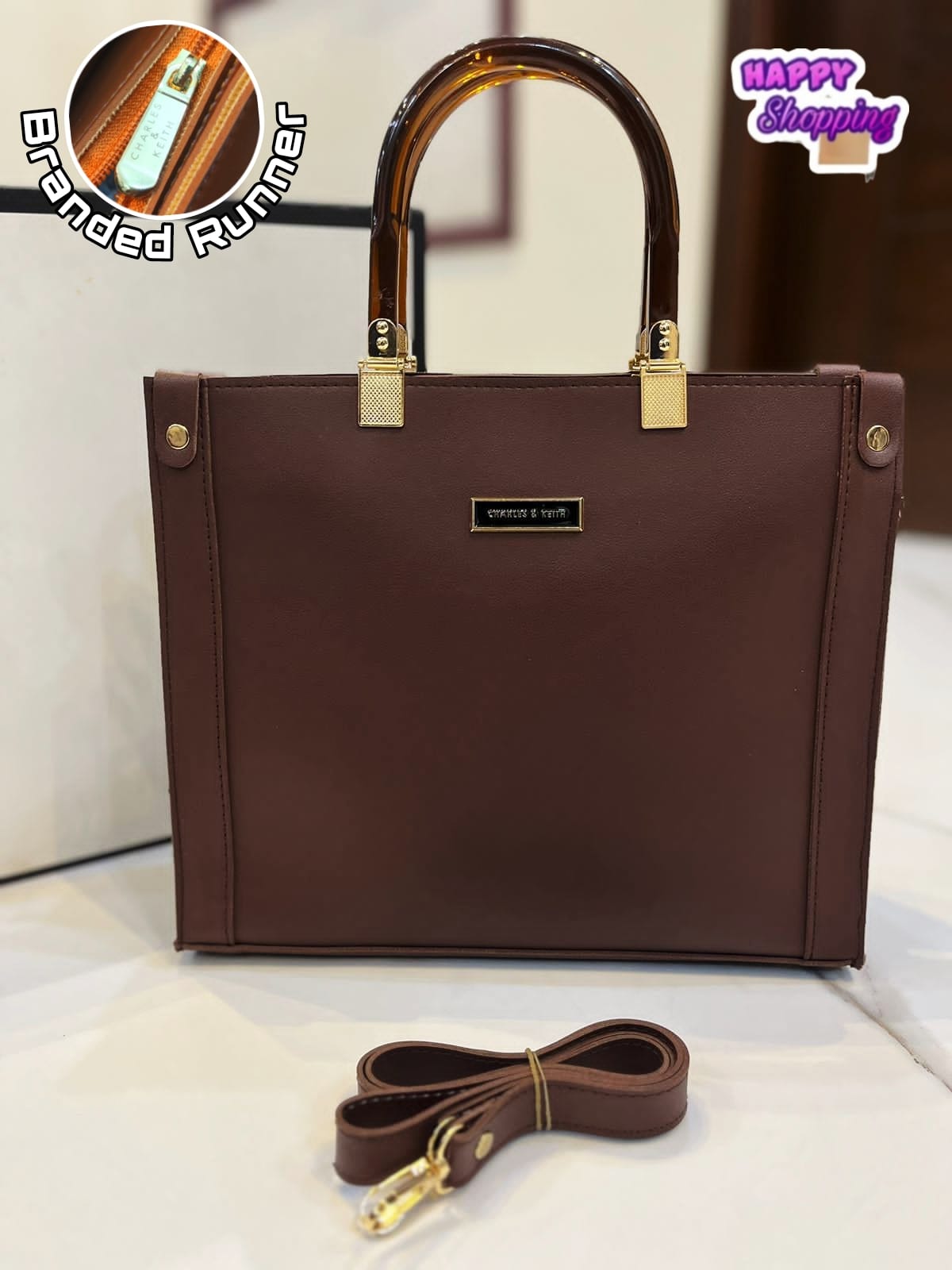 C.K Master Quality Bag with Imported Keychain (Chocolate Brown)