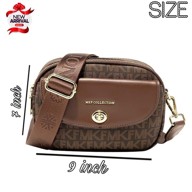 Imported Big Size Double Zipper Crossbody Bag for Girls (Brown)