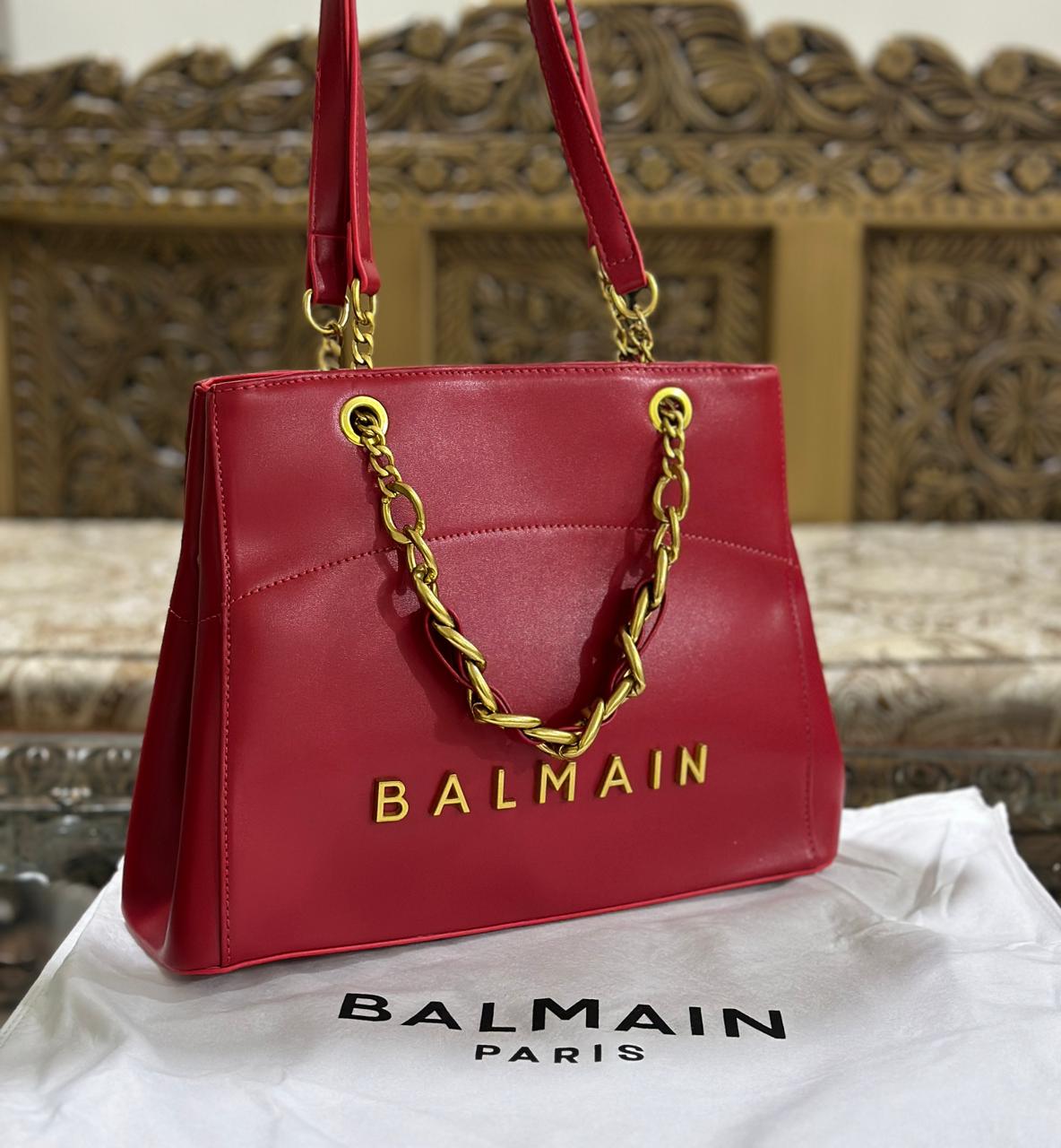 Balmain Medium Tote Bag with Off Chain (Red)