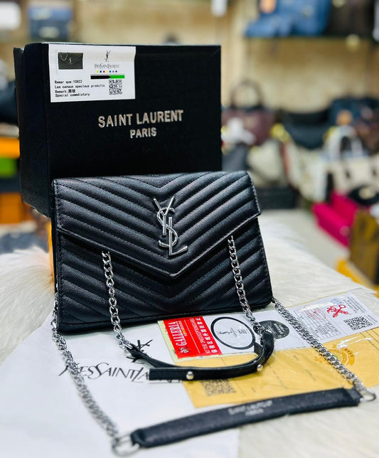 YSL Crossbody Bag for Women – AAA Quality Official Model (Black+Silver YSL)