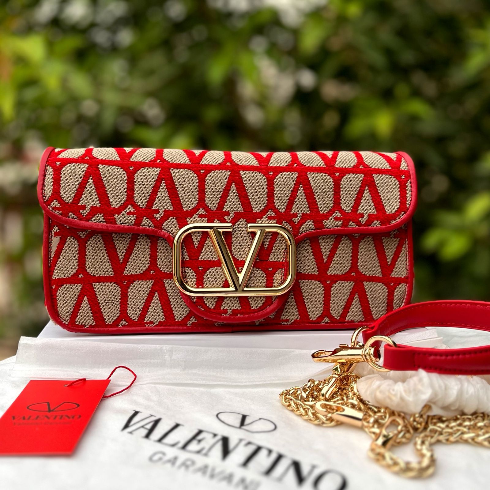 Valentino Red V leipard on sale purse